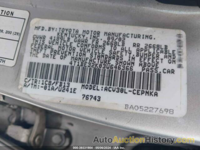 TOYOTA CAMRY LE, 4T1BE32K03U646366