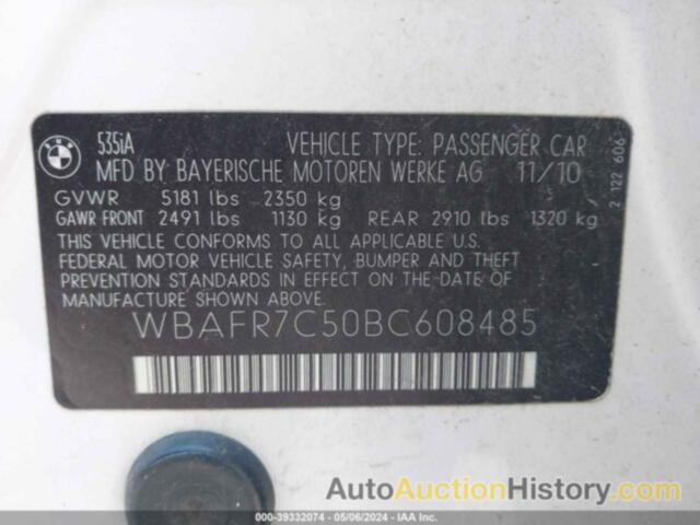 BMW 535I, WBAFR7C50BC608485