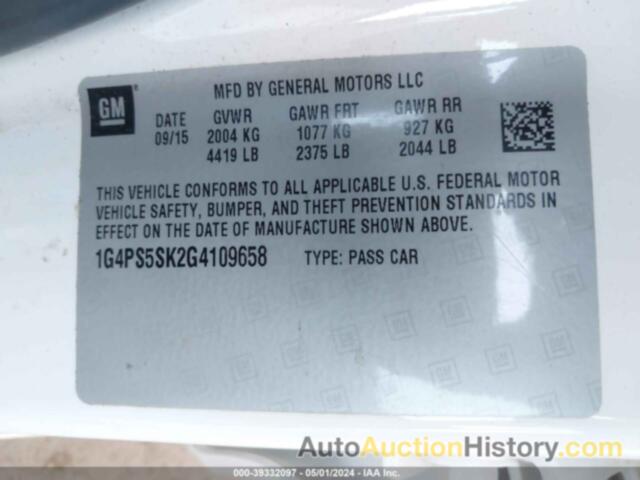 BUICK VERANO LEATHER GROUP, 1G4PS5SK2G4109658