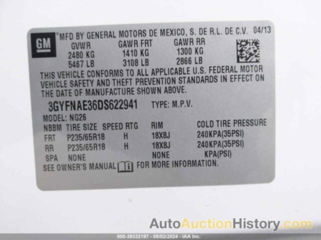 CADILLAC SRX STANDARD, 3GYFNAE36DS622941