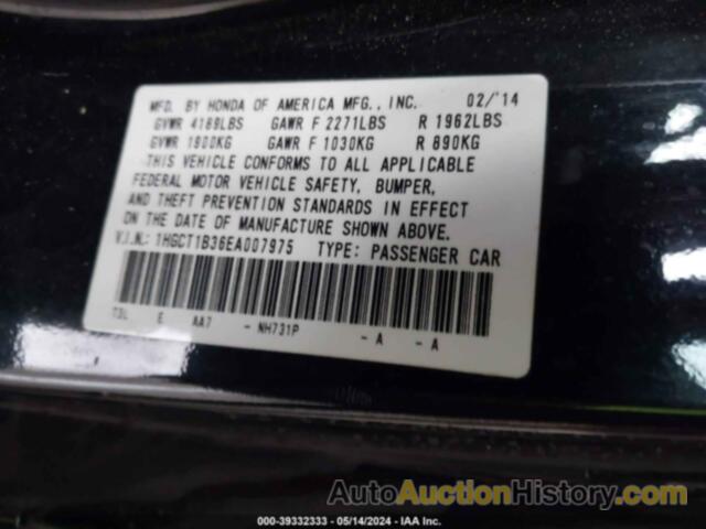 HONDA ACCORD LX-S, 1HGCT1B36EA007975