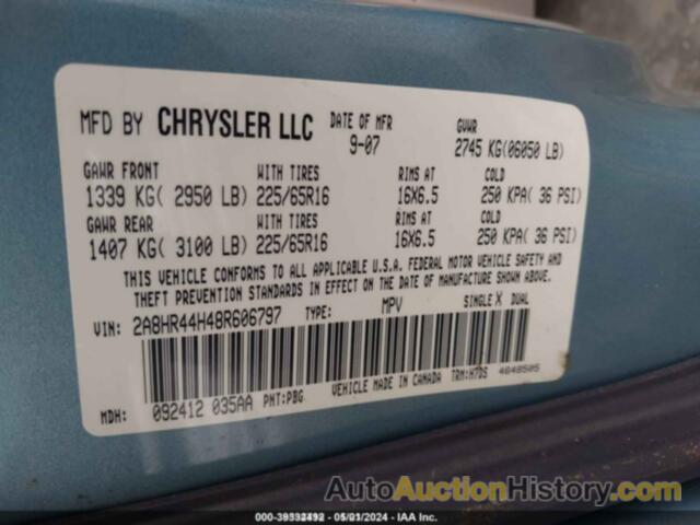 CHRYSLER TOWN & COUNTRY LX, 2A8HR44H48R606797