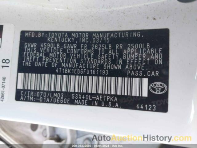 TOYOTA AVALON LIMITED, 4T1BK1EB6FU161193