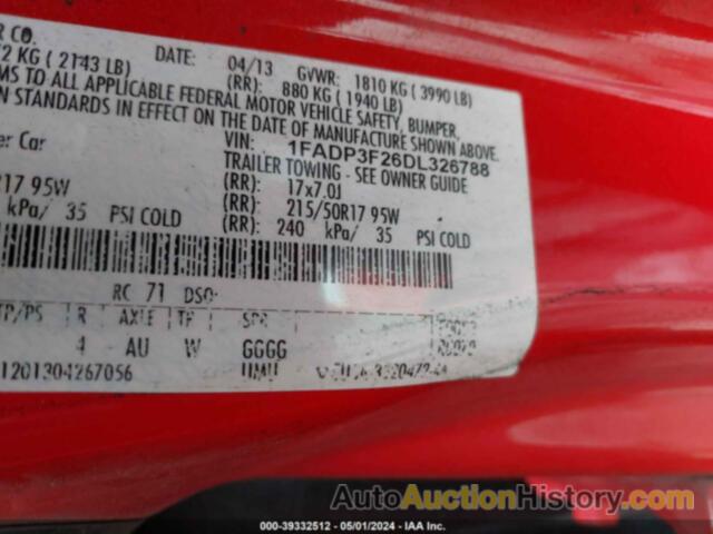 FORD FOCUS SE, 1FADP3F26DL326788