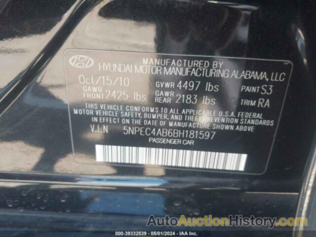 HYUNDAI SONATA LIMITED 2.0T, 5NPEC4AB6BH181597