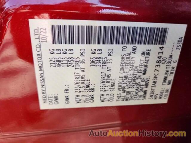 NISSAN ROGUE S, 5N1BT3AB3PC738414