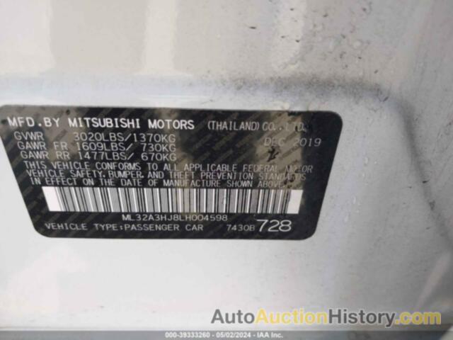 MITSUBISHI MIRAGE ES/SE, ML32A3HJ8LH004598