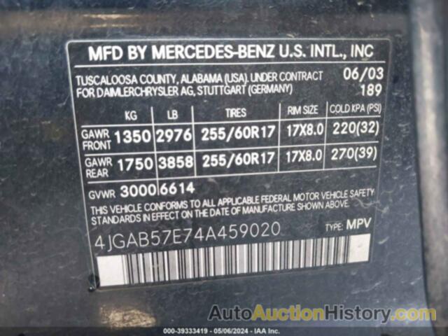 MERCEDES-BENZ ML 350, 4JGAB57E74A459020