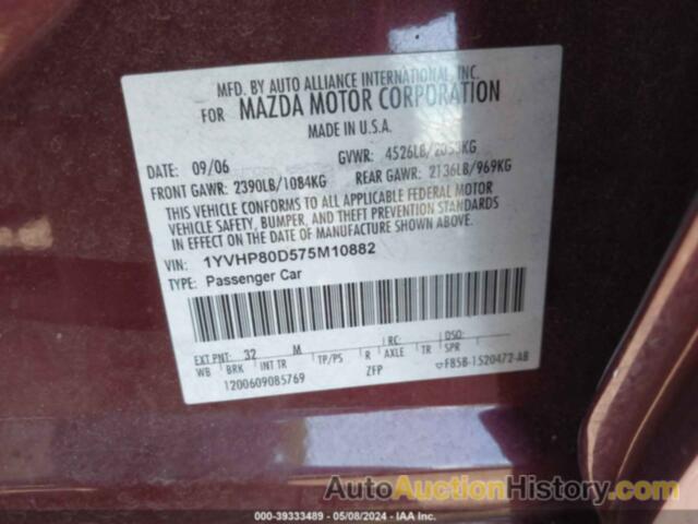 MAZDA MAZDA6 S SPORT VE, 1YVHP80D575M10882