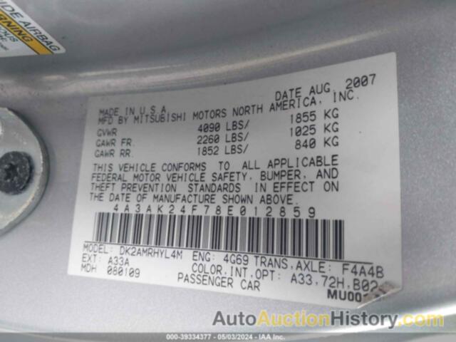 MITSUBISHI ECLIPSE GS, 4A3AK24F78E012859