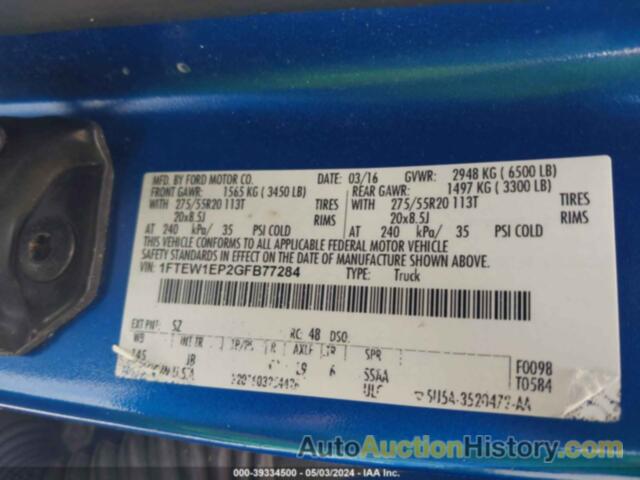 FORD F150 SUPERCREW, 1FTEW1EP2GFB77284