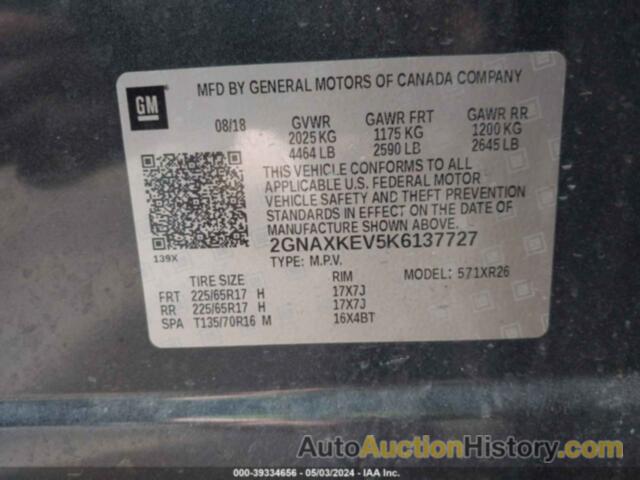 CHEVROLET EQUINOX LT, 2GNAXKEV5K6137727