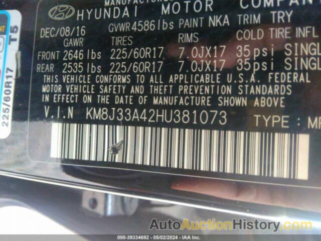 HYUNDAI TUCSON LIMITED/SPORT AND ECO/SE, KM8J33A42HU381073