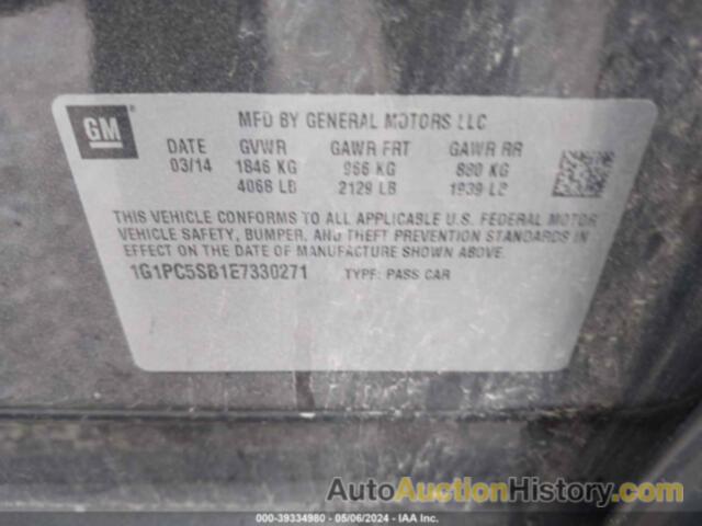 CHEVROLET CRUZE LT, 1G1PC5SB1E7330271