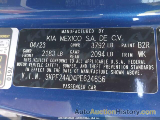 KIA FORTE LX/LXS, 3KPF24AD4PE624656