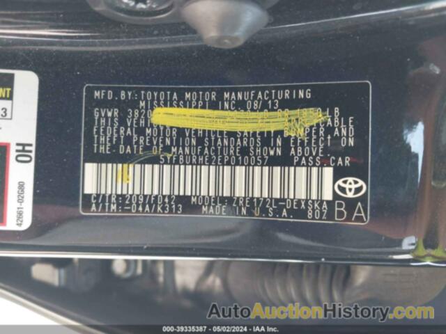 TOYOTA COROLLA L/LE/LE PLS/PRM/S/S PLS, 5YFBURHE2EP010057