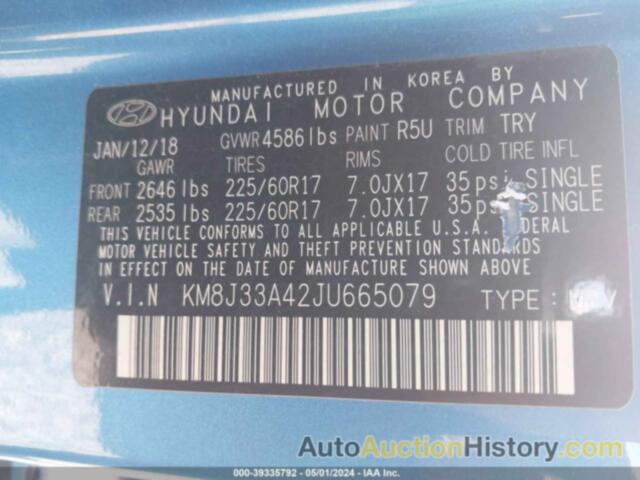 HYUNDAI TUCSON SEL, KM8J33A42JU665079