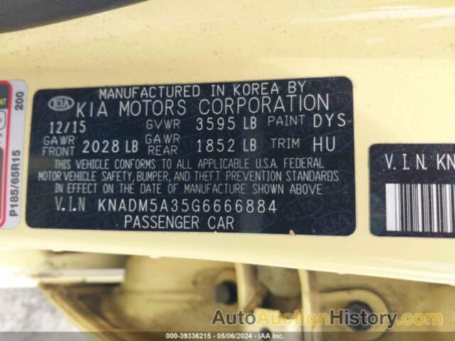 KIA RIO LX, KNADM5A35G6666884