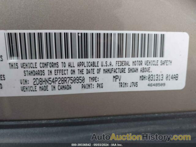 DODGE GRAND CARAVAN SXT, 2D8HN54P28R750950