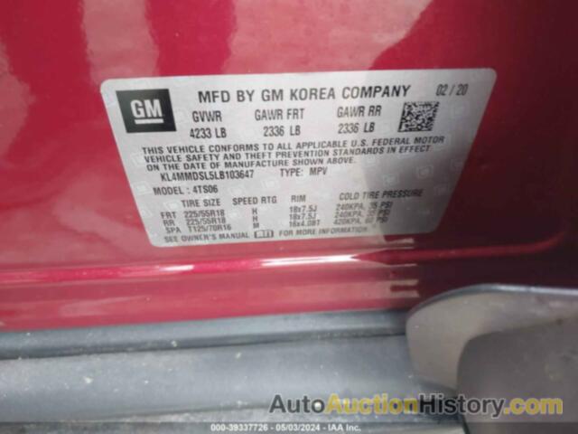 BUICK ENCORE GX SELECT, KL4MMDSL5LB103647