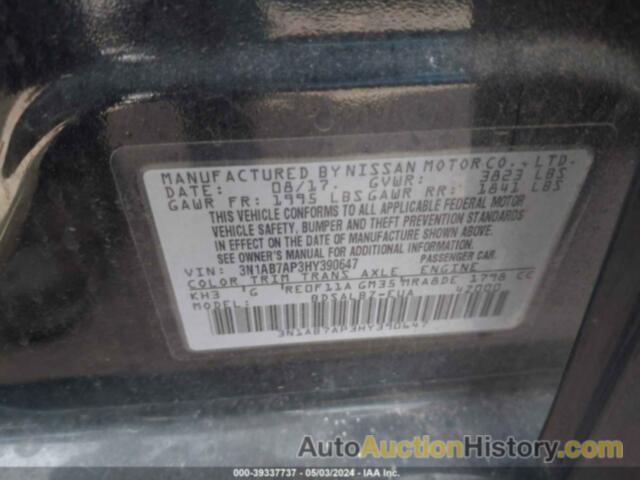 NISSAN SENTRA S, 3N1AB7AP3HY390647