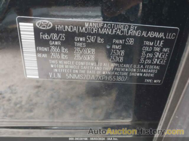 HYUNDAI SANTA FE SEL, 5NMS2DAJXPH551807