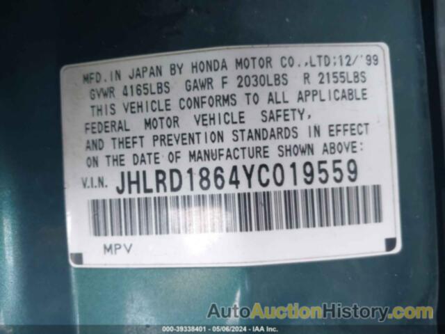 HONDA CR-V EX, JHLRD1864YC019559