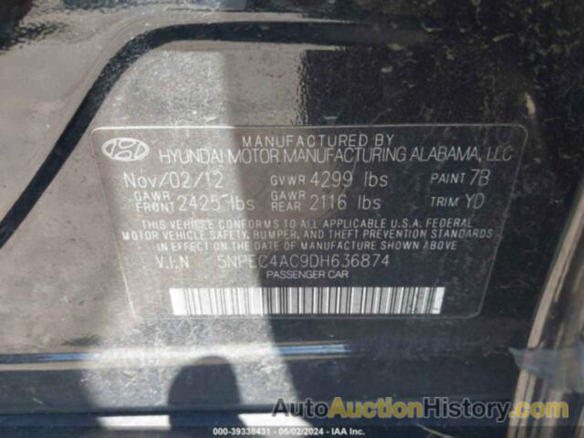 HYUNDAI SONATA SE/LIMITED, 5NPEC4AC9DH636874