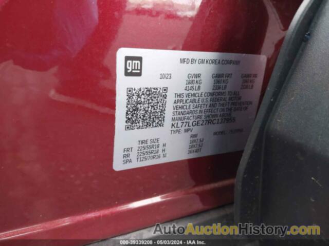 CHEVROLET TRAX FWD 1RS, KL77LGE27RC137955