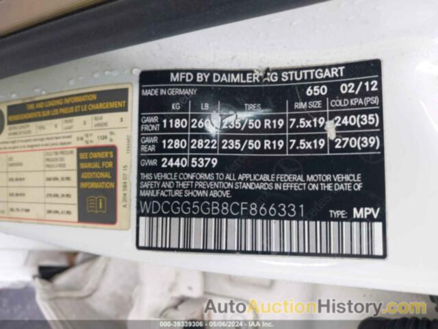 MERCEDES-BENZ GLK 350, WDCGG5GB8CF866331