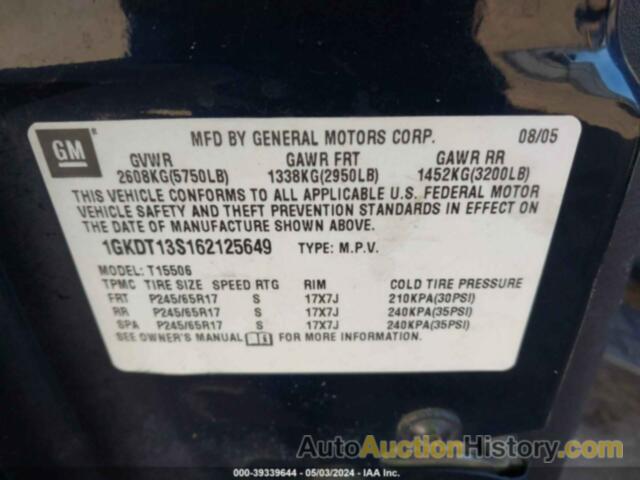 GMC ENVOY SLE, 1GKDT13S162125649