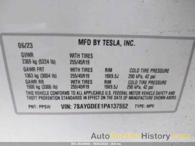 TESLA MODEL Y, 7SAYGDEE1PA137552