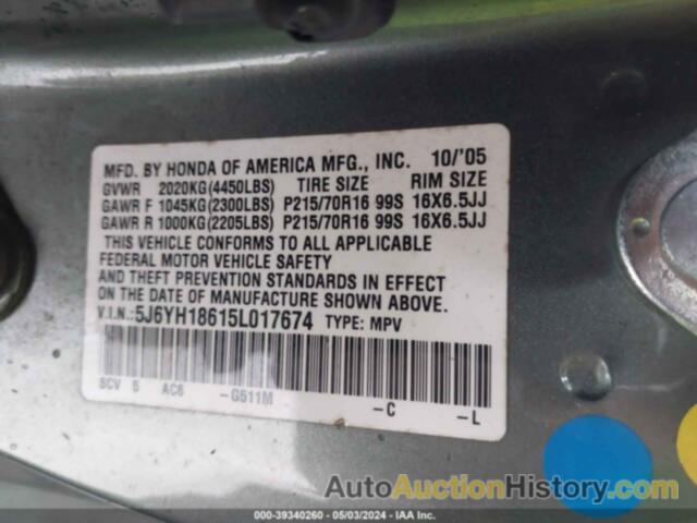 HONDA ELEMENT EX, 5J6YH18615L017674