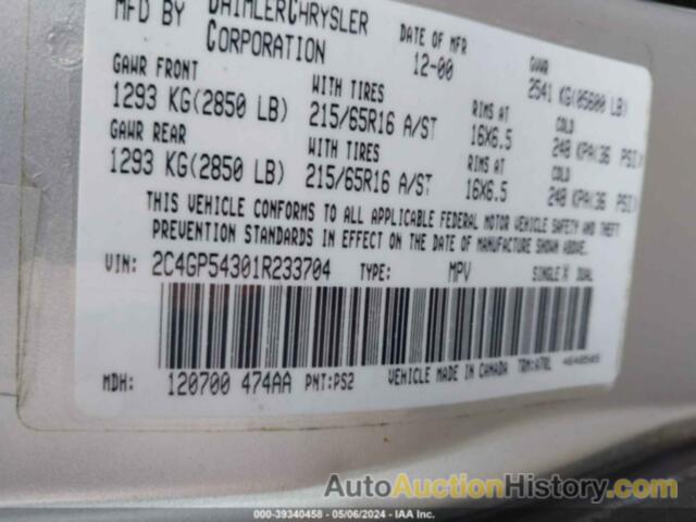 CHRYSLER TOWN & COUNTRY LXI, 2C4GP54301R233704