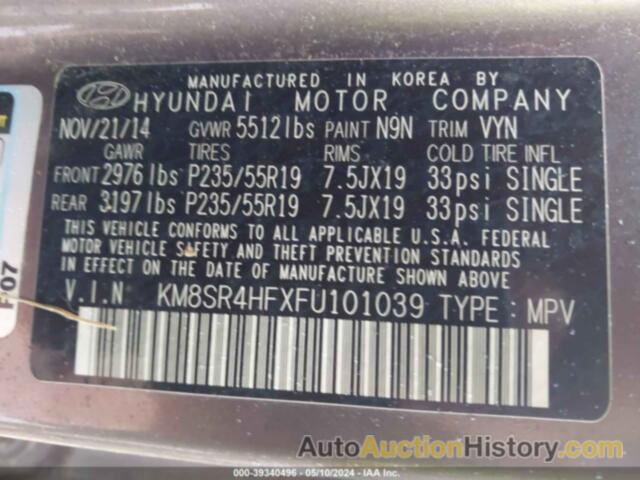 HYUNDAI SANTA FE GLS/LIMITED, KM8SR4HFXFU101039