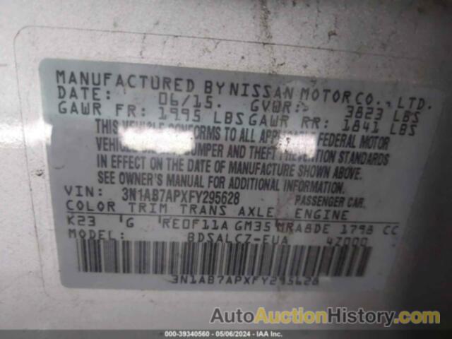 NISSAN SENTRA S, 3N1AB7APXFY295628