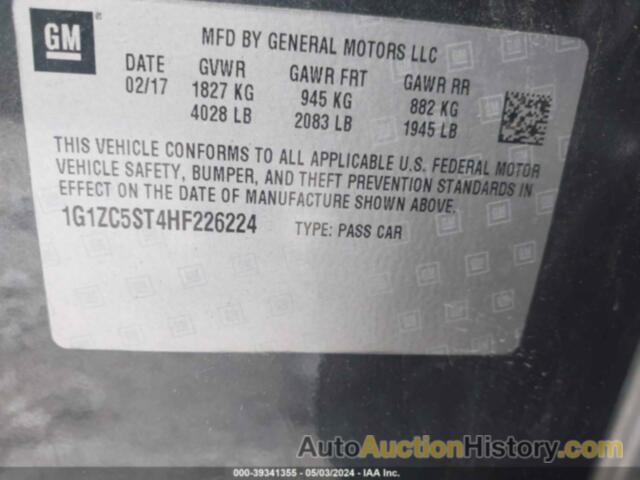 CHEVROLET MALIBU 1FL, 1G1ZC5ST4HF226224