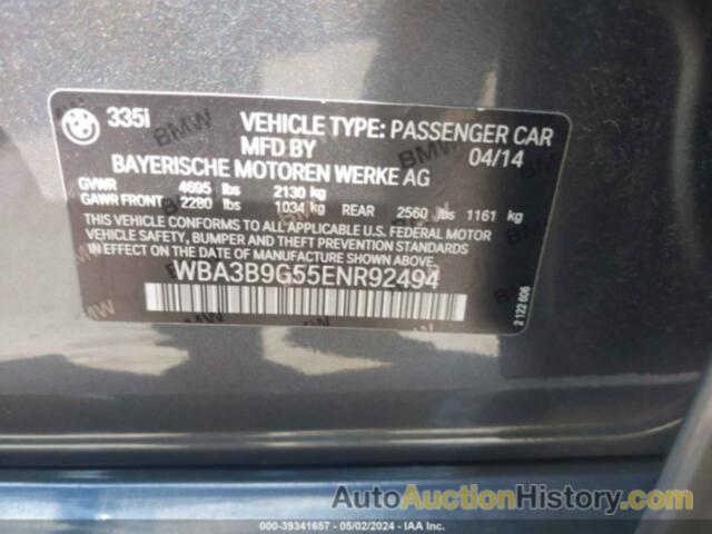 BMW 335I XDRIVE, WBA3B9G55ENR92494