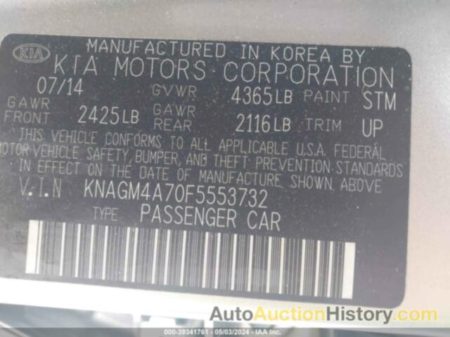 KIA OPTIMA LX, KNAGM4A70F5553732