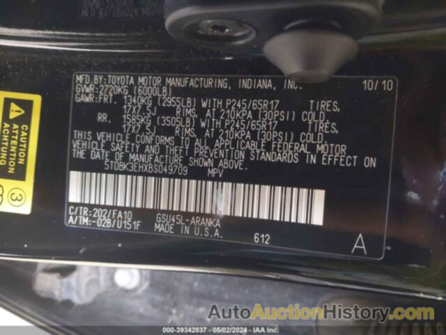 TOYOTA HIGHLANDER BASE V6, 5TDBK3EHXBS049709