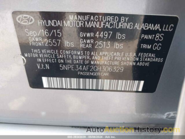 HYUNDAI SONATA LIMITED, 5NPE34AF2GH306329