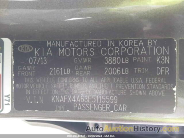 KIA FORTE LX, KNAFX4A63E5115599