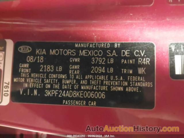 KIA FORTE LXS, 3KPF24AD8KE006006