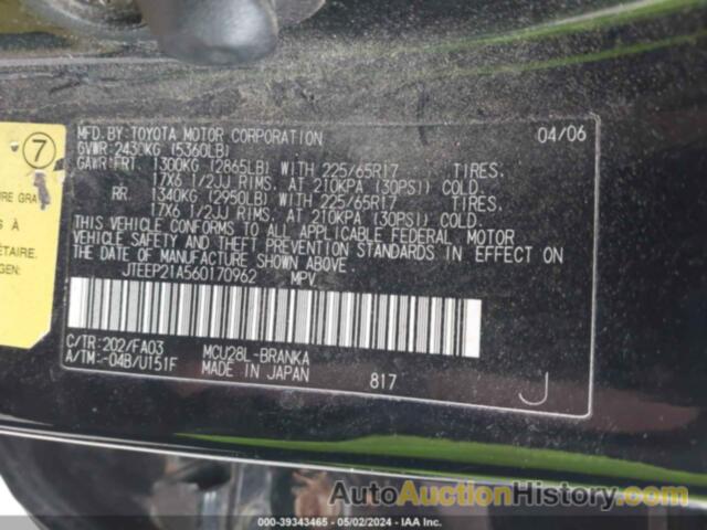 TOYOTA HIGHLANDER SPORT V6, JTEEP21A560170962