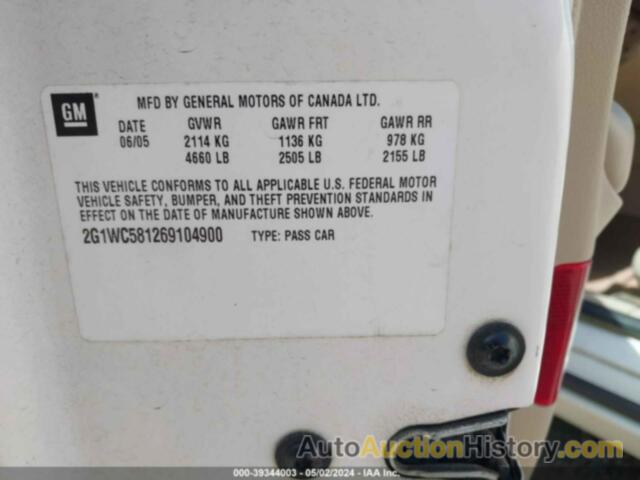 CHEVROLET IMPALA LT, 2G1WC581269104900