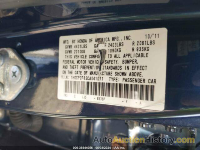 HONDA ACCORD SDN EXL, 1HGCP2F85CA041077