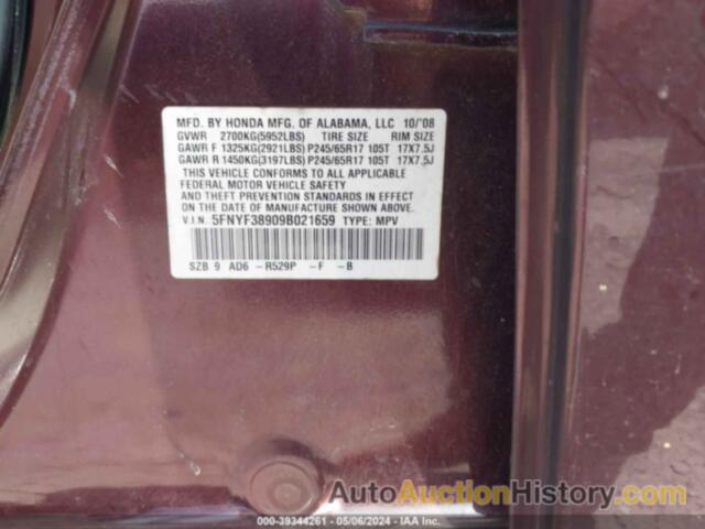 HONDA PILOT TOURING, 5FNYF38909B021659