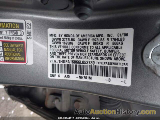 HONDA CIVIC EX, 1HGFA16866L053739