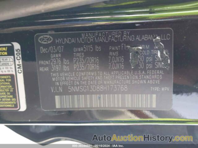 HYUNDAI SANTA FE GLS, 5NMSG13D88H173768