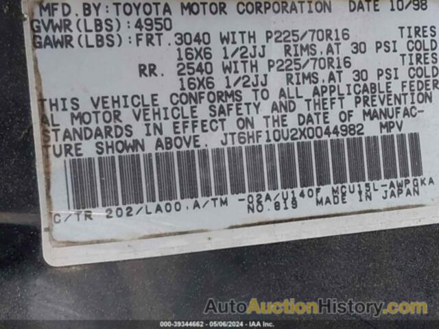 LEXUS RX 300, JT6HF10U2X0044982